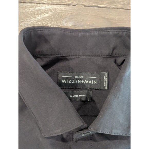 Mens Mizzen and Main Leeward Long Sleeve Black Dress Shirt Sz XXL - Picture 3 of 5